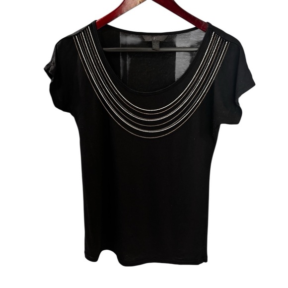 Banana Republic Tops - Banana Republic Drop-shoulder T-shirt w/ Chain Neck Detail - Black Size S